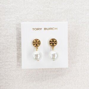 Tory Burch Miller Pearl Drop Earrings White/Gold OS